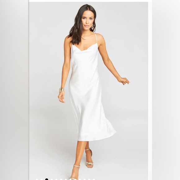 Verona cowl dress/ ivory luxe satin - Picture 1 of 3